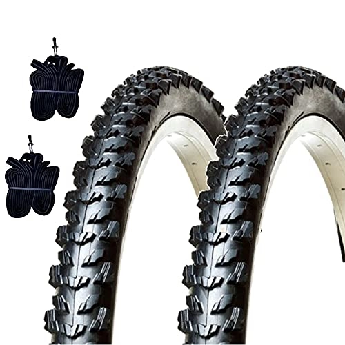 Neumáticos de bicicleta de montaña : Ecovelò 2 COPERTONI 24 X 1.95 CAMERE 2 neumáticos MTB 24 x 1, 95 (50-507) + Cámaras, Unisex niños, Negro