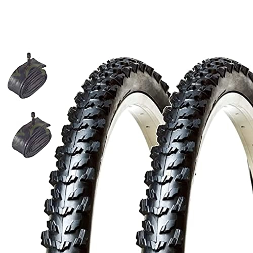 Neumáticos de bicicleta de montaña : Ecovelò 2 Copertoni 24 X 1.95 Camere V.a. 2 neumáticos 24 x 1, 95 (50-507) + cámaras con válvula Americana, Unisex Adulto, Negro, Talla única