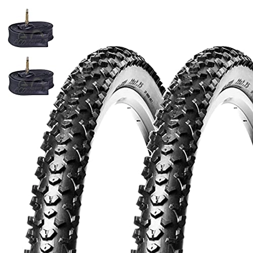 Neumáticos de bicicleta de montaña : Ecovelò 2 COPERTONI 29 x 2.25 CAMERE 2 neumáticos MTB 29 x 2, 25 (57-622) + Cámaras, Unisex Adulto, Negro