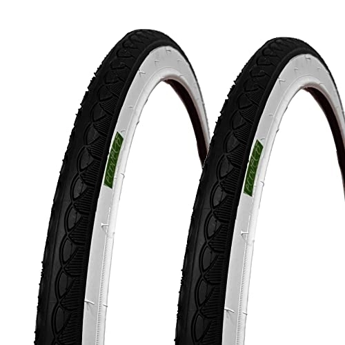Neumáticos de bicicleta de montaña : Ecovelò Copertoni 26 X 1.50 (40-559) Pneumatici B / N Slick Gomme MTB Mountain Bike 2 neumáticos 26 x 1, 50, Unisex Adulto, Blanco / Negro, Talla única