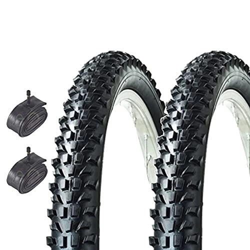 Neumáticos de bicicleta de montaña : Ecovelò Pneumatici 26 X 2.10 (54-559) + Camere V.a. Mountain Bike Bici Bicicletta MTB 2 neumáticos cámaras con válvula Americana (Schrader), Unisex Adulto, Negro, Talla única