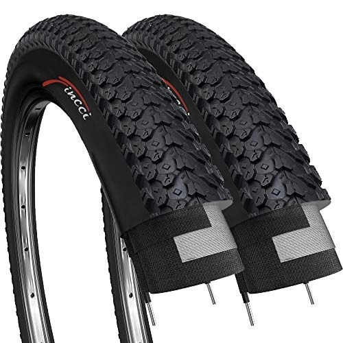 Neumáticos de bicicleta de montaña : Fincci Par 26 x 2, 125 Pulgadas 57-559 Plegable Cubiertas para MTB Montaña Hibrida Bici Bicicleta (Paquete de 2)