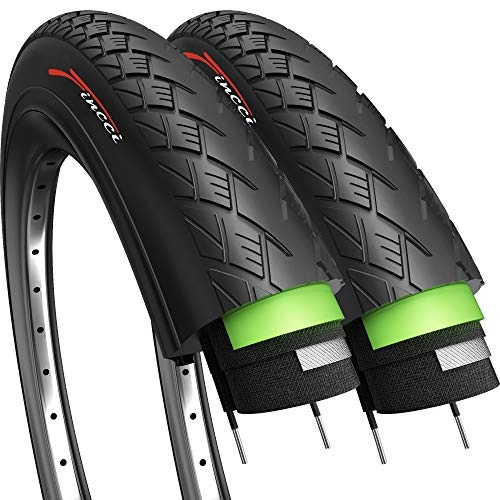 Neumáticos de bicicleta de montaña : Fincci Par 700 x 32c 32-622 Cubiertas con 2.5mm Anti Pinchazo para Eléctrica Carretera MTB Montaña Hibrida Turismo Bici Bicicleta (Paquete de 2)