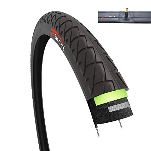 Neumáticos de bicicleta de montaña : Fincci Set 26 x 1, 95 Pulgadas 53-559 Cubierta con 2.5mm Anti Pinchazo y Cámara de Aire Schrader Válvula Interior para Carretera MTB Montaña Hibrida Bici Bicicleta