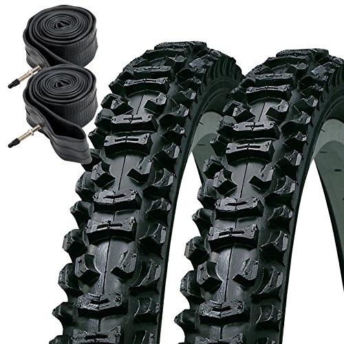 Neumáticos de bicicleta de montaña : Kenda Smoke - Neumticos con protuberancias para bicicleta de montaña (26" x 1, 95, 2 unidades) y cmaras de aire Presta