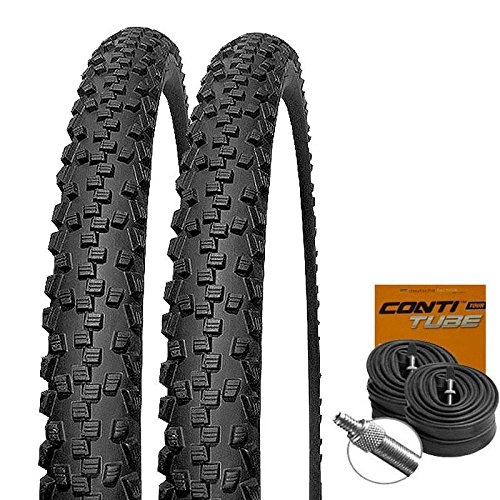 Neumáticos de bicicleta de montaña : Lot de 2 pneus Schwalbe Black Jack 26 x 2, 10 / 54-559 + Valve de Flash Conti