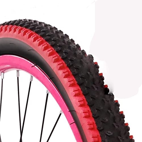 Neumáticos de bicicleta de montaña : LSXLSD 26 * 1.95 neumático de Goma de Poliuretano 26x1.95 Montaña Bici del Camino de neumáticos Ruedas de Bicicleta de Ciclo de Piezas ultraligeros Duradero (Color : Red)