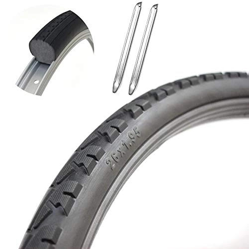 Neumáticos de bicicleta de montaña : MILECN Neumático Sólido De Bicicleta De 26"X 1, 95 Y Palanca De 2 Neumáticos, Accesorios De Repuesto para Neumáticos De Bicicleta De Montaña, Neumáticos De Bicicleta De Carretera De 26 Pulgadas