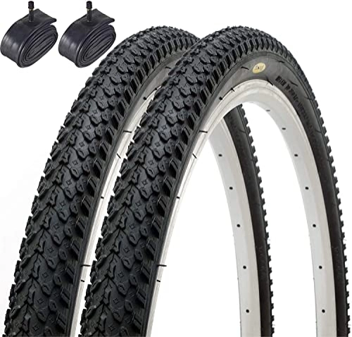 Neumáticos de bicicleta de montaña : Par de Fincci Híbrida Neumáticos de Bicicleta de Montaña Cubiertas 26 x 2, 125 y Schrader Tubos Interiores