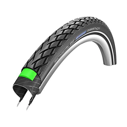 Neumáticos de bicicleta de montaña : Schwalbe Marathon - Cámara para bicicleta (50, 8 x 3, 81 cm, con alambre, incluye capa reflectante Greenguard) negro negro Talla:24x1.75
