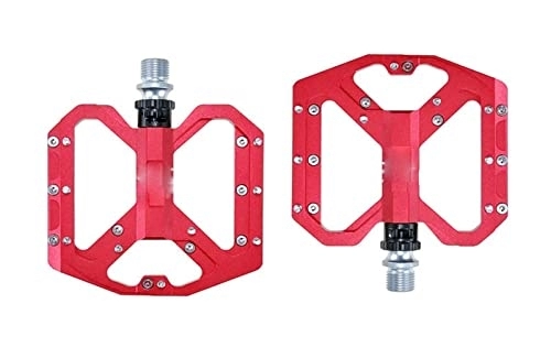 Pedales de bicicleta de montaña : AIRAXE Pedales de Bicicleta de montaña Ultra de pies Planos MTB CNC Aleación de Aluminio Sellado 3 rodamiento Antiskid for Bicicleta de Bicicleta Piezas de Bicicleta (Color : Red)