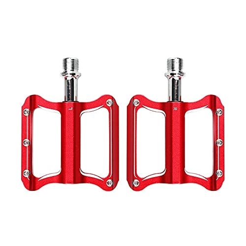 Pedales de bicicleta de montaña : AQCRS Ultraligero 280 g de aleación de Aluminio Ciclismo Pedales de Bicicleta de Sello rodamiento de Bicicleta de montaña Antideslizante (Color : Red)