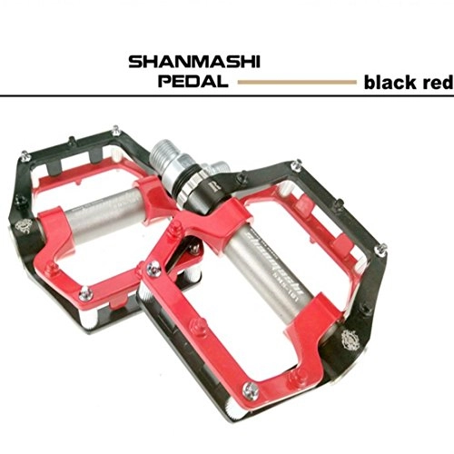 Pedales de bicicleta de montaña : FELICIPP Pedales de Bicicleta de aleacin de Aluminio Antideslizante Mountain Bike Bearing Tobillo Road Dead Fly Pedal de Palin (Color : Black Red)