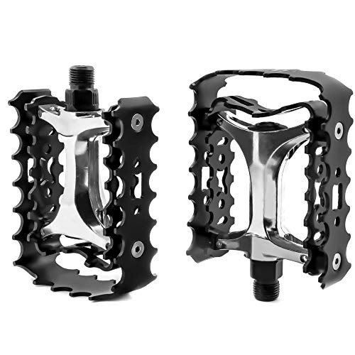 Pedales de bicicleta de montaña : ZTZ Pedales MTB bicicleta de montaña 9 / 16 rodamientos sellados, aluminio antideslizante duradero, pedales de plataforma de bicicleta ligeros para BMX MTB (negro)