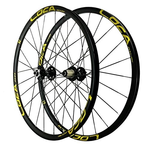 Ruedas de bicicleta de montaña : 26 / 27, 5 Pulgadas Ciclismo Wheels, Aleación de Aluminio Rueda Liberación Rápida Rueda Freno de Disco Rueda Bicicleta de Montaña (Color : Yellow, Size : 27.5inch)