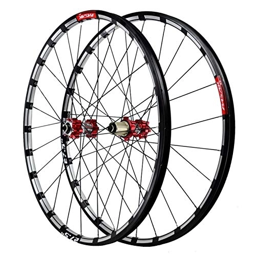 Ruedas de bicicleta de montaña : Ciclismo Wheels, Buje de Aleación de Aluminio 24 Hoyos Liberación Rápida 7 / 8 / 9 / 10 / 11 / 12 Tarjeta de Velocidad Volando Bicicleta de Montaña Llanta para (Color : Red, Size : 27.5inch)