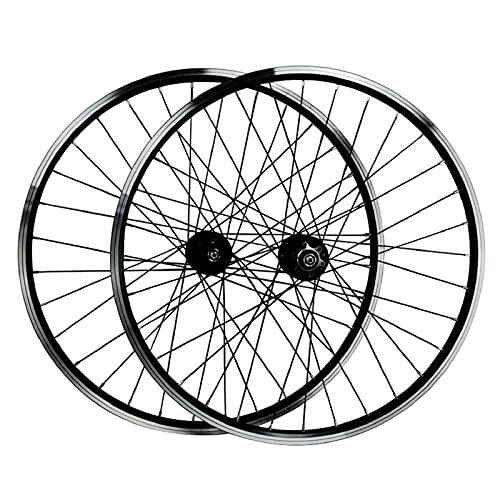 Ruedas de bicicleta de montaña : DYSY 26" 27, 5 Pulgadas 29er Ruedas de Bicicleta Pared Doble Aleación de Aluminio Freno en V Ruedas de Ciclismo MTB 32 Hoyos para 7-12 Velocidades Ciclismo (Color : Black, Size : 26 Inch)