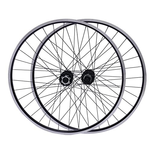 Ruedas de bicicleta de montaña : Fermoirper Juego de ruedas de 27, 5 pulgadas, rueda trasera delantera de aleación de aluminio, freno de disco MTB, juego de ruedas para casete de bicicleta (negro)