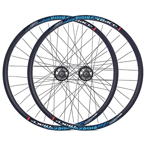 Ruedas de bicicleta de montaña : Juego de ruedas de bicicleta de montaña de 24 ", ruedas de freno de disco, llanta de bicicleta plegable BMX MTB, juego de rueda trasera delantera de liberación rápida, cubo de 32H para Rota de 7