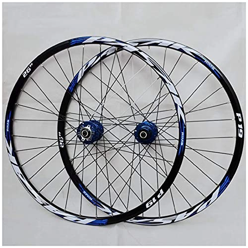 Ruedas de bicicleta de montaña : Juego de Ruedas MTB Downhill 26 / 27.5 / 29 Pulgadas Llanta de Rueda de Bicicleta de aleación de Aluminio de Doble Pared Híbrida / Montaña para Velocidad de 7 / 8 / 9 / 10 / 11 (Color: Azul, Tamaño: