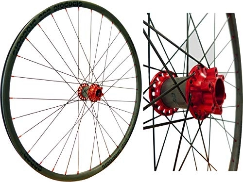 Ruedas de bicicleta de montaña : POP-Products MTB AM Disc - Rueda delantera para bicicleta de montaña (carbono, 27, 5", 32 orificios), color rojo y negro