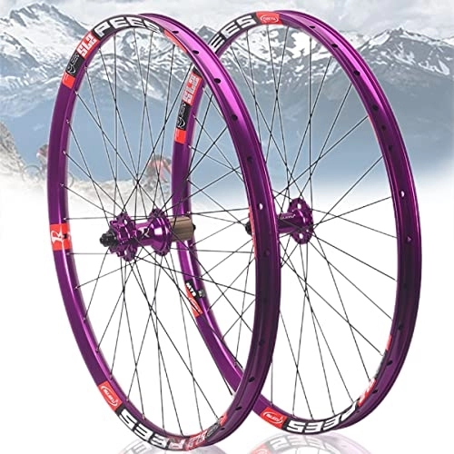 Ruedas de bicicleta de montaña : Rueda De Bicicleta 26 / 27.5 / 29in Juego De Ruedas Para Bicicleta De Montaña QR Freno De Disco Cassette De 8-12 Velocidades Ruedas Delanteras Y Traseras Para MTB ( Color : Purple , Size : 27.5'' )