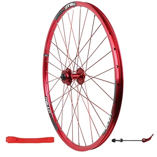 Ruedas de bicicleta de montaña : Rueda Delantera de 26 Pulgadas, Aleación De Aluminio Pared Doble Freno Disco 7 / 8 / 9 / 10 Velocidad Bicicleta de Montaña Rueda Única (Color : Red, Size : 26inch)