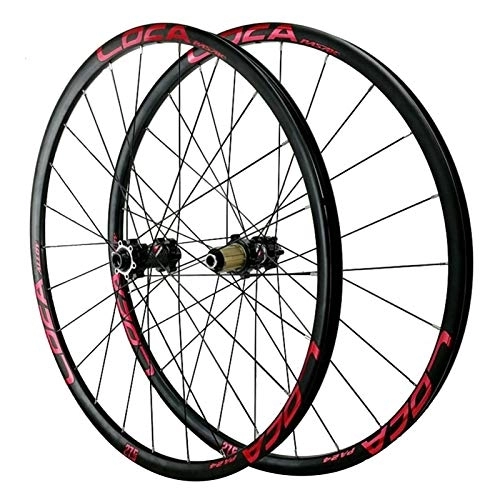 Ruedas de bicicleta de montaña : Ruedas de Bicicleta, 26 / 27.5 / 29in Llanta para Bicicleta de Montaña Aleación de Aluminio Eje Barril 24 Agujeros Freno Disco Volante Inercia de 12 Velocidades (Color : Black Red, Size : 29inch)