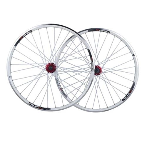Ruedas de bicicleta de montaña : Ruedas de Bicicleta de Freno En V de 26 Pulgadas, Aleación de Aluminio Freno de Disco MTB Híbrido / Montaña para Velocidad 7 / 8 / 9 / 10 / 11 Casete (Color : White)