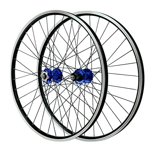 Ruedas de bicicleta de montaña : Ruedas de MTB 26 Pulgadas Freno V Pared Doble Aluminio Freno de Disco Híbrido / Montaña Ruedas de Ciclismo para Volante 7 / 8 / 9 / 10 / 11 (Color : Azul, Size : 29 Inch)