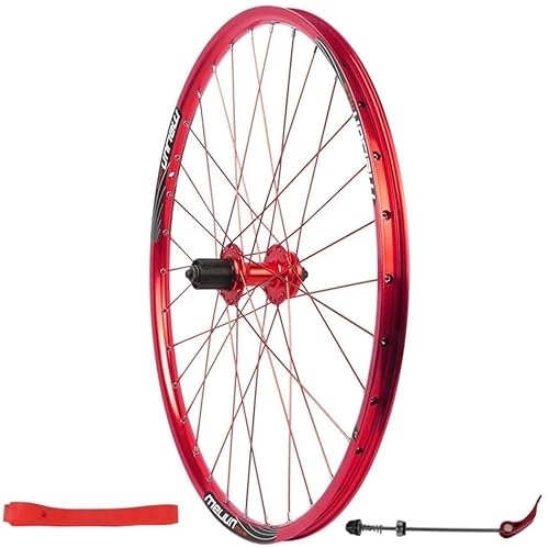 Ruedas de bicicleta de montaña : SJHFG Wheelset MTB Rueda Trasera de Bicicleta 26 Pulgadas, QR 32H for Bicicleta de montaña, la Tarjeta de Freno de Disco de Borde de Doble Pared 7-11 Velocidad Road Wheel (Color : Red)