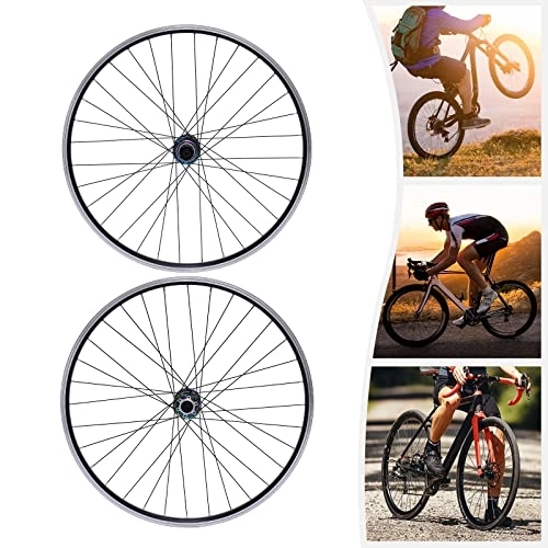 Ruedas de bicicleta de montaña : SOLOCJNL Juego de ruedas de bicicleta de montaña, 29 pulgadas, aleación de aluminio, disco de bicicleta de montaña, cubo colorido, cierre rápido, rueda delantera trasera, freno de disco, MTB, 200 kg