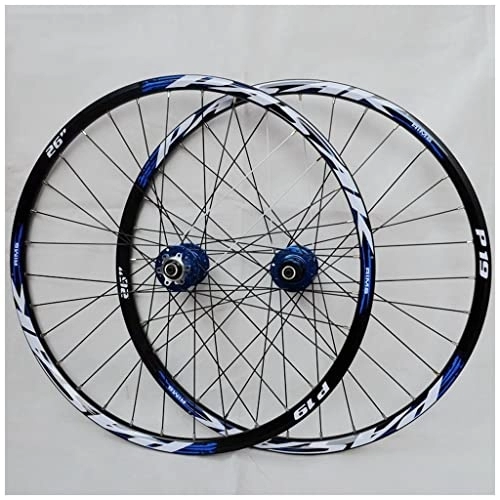 Ruedas de bicicleta de montaña : TOMYEUS Aleación Aluminio Ruedas de Bicicleta de Montaña 26 / 27, 5 / 29 Pulgadas Llanta Ciclismo Doble Pared Freno Disco MTB Wheelet para 7 / 8 / 9 / 10 / 11 Velocidad Azul (Size : 27.5 Inch)