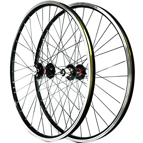 Ruedas de bicicleta de montaña : TYXTYX MTB, 26 pulgadas, juego de ruedas para bicicleta de doble pared, de aleación de aluminio, Disco / V-Brake, ruedas de ciclismo, llanta de 32 agujeros, ruedas de caja 7 / 8 / 9 / 10 / 11 (color: negro)