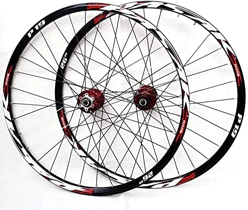 Ruedas de bicicleta de montaña : UPPVTE Juego de ruedas de bicicleta de montaña, 26 / 27. 5 / 29 pulgadas (delantero + trasero) de doble pared 32H aleación de aluminio llanta MTB freno de disco de liberación rápida 7-11 velocidades Bicic