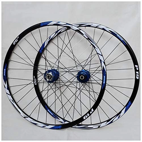 Ruedas de bicicleta de montaña : VPPV Ruedas de Bicicleta MTB 26 Pulgadas 27.5" 29 Er Aluminio Freno de Disco Ruedas de Ciclismo de Montaña para Velocidad 7 / 8 / 9 / 10 / 11 (Color : Azul, Size : 26INCH)