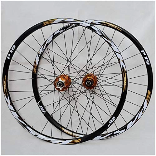 Ruedas de bicicleta de montaña : VPPV Ruedas de Bicicleta MTB de 26 Pulgadas Aleación de Aluminio Freno de Disco Ruedas de Ciclismo de Montaña para Velocidad 7 / 8 / 9 / 10 / 11 (Color : Gold, Size : 26INCH)