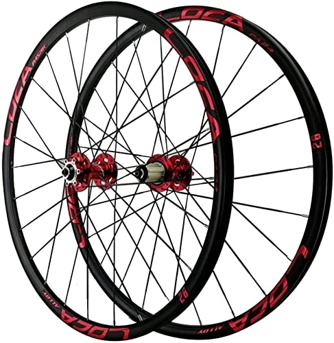 Ruedas de bicicleta de montaña : Wheelset 26 / 27.5 Pulgadas de Bicicleta de montaña, Seis Ruedas for el Disco de uñas 24 Hoyos Bicicletas de Bicicleta REDILLA DE Ciclismo Road Wheel (Color : Red Hub, Size : 26inch)