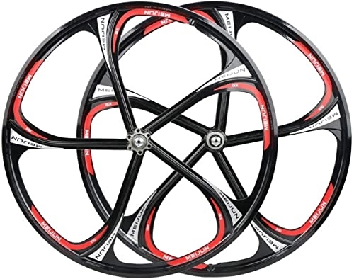 Ruedas de bicicleta de montaña : Wheelset 26" MTB Juego de Ruedas for Bicicletas, 5 radios MTB Ruedas Delanteras y traseras QR Ciclismo Deportivo de montaña 7 / 8 / 9 / 10 Gear de Velocidad Road Wheel (Color : Black, Size : 26inch)