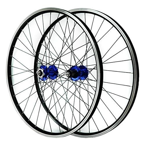 Ruedas de bicicleta de montaña : ZCXBHD 26 Pulgadas Montaña Bicicleta Juego De Ruedas Freno De Disco / V MTB Rueda Delantera Y Trasera 7 8 9 10 11 Velocidad Casete Liberación Rápida (Color : Blue hub)