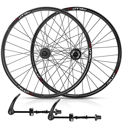 Ruedas de bicicleta de montaña : ZCXBHD Juego de ruedas de bicicleta de montaña de 26 pulgadas, ruedas de aleación de freno de disco para 7 a 10 velocidades, ejes de liberación rápida, accesorio de bicicleta (color: negro)