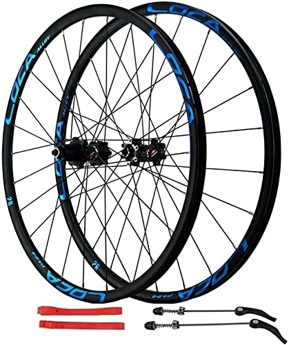 Ruedas de bicicleta de montaña : ZECHAO 26 / 27.5 / 29 Pulgadas MTB Ruedas de Ciclismo, aleación de Aluminio liberación rápida de 24 Agujeros híbrido de Freno de Disco / Borde de montaña pequeña Spline 12 Velocidad Wheelset (Color : Blue