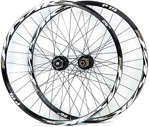 Ruedas de bicicleta de montaña : ZECHAO 26 Pulgadas 27.5 "29er MTB Bike Wheelset, aleación de Aluminio Freno de Freno de montaña Ruedas de Ciclismo a través del Eje por 7 / 8 / 9 / 10 / 11 Velocidad Wheelset (Color : F, Size : 26INCH)