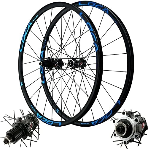 Ruedas de bicicleta de montaña : ZECHAO MTB Ruedas de Ciclismo 27.5 / 29 Pulgadas, Bicicleta de montaña de Doble Pared Bicicleta de montaña Releración rápida de 24 Orificios Freno de Disco 8 / 9 / 10 / 11 / 12 Velocidad Wheelset (Color : Blue