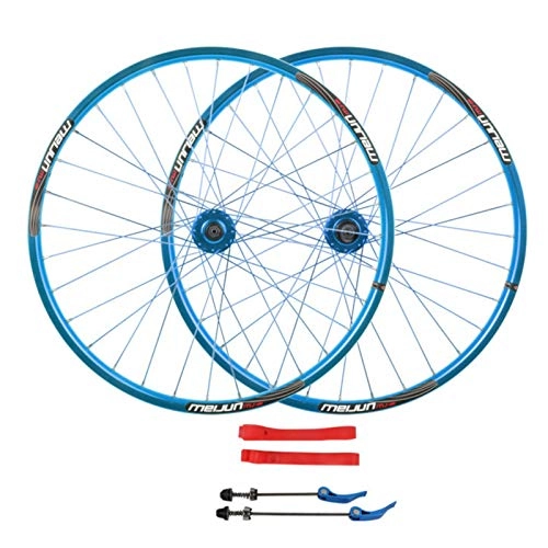 Ruedas de bicicleta de montaña : ZNND Ciclismo Wheels, Ruedas de Bicicleta 26'' Freno de Disco Aleación Aluminio Llanta MTB de Doble Pared Soporta Neumáticos 26 * 1.35-2.35 (Color : Blue)