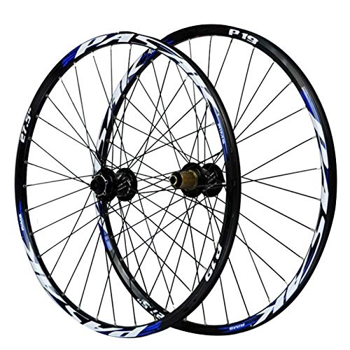 Ruedas de bicicleta de montaña : ZNND Ruedas De Bicicleta, Ciclismo Wheels 26 / 27.5 / 29'' Aleación De Aluminio Llanta MTB De Doble Pared Frenos De Disco Eje Barril De 12 / 15MM (Color : Blue, Size : 26in / 20mmaxis)