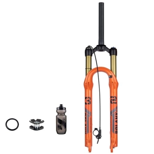 Tenedores de bicicleta de montaña : 120mm Travel Horquillas Mountain Bike 27.5 / 29 Pulgadas Absorción De Impactos Accesorios A Prueba De Aire A Presión Horquillas De Aleación De Magnesio ( Color : Orange , Size : 29 inch Straight Remote