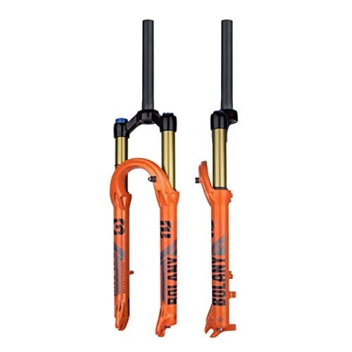 Tenedores de bicicleta de montaña : 26 / 27.5 / 29 MTB Air Fork Freno de disco Bicicleta de montaña Suspensión Horquilla 100 mm Recorrido 28, 6 mm Horquilla delantera recta Bloqueo manual 9 mm Liberación rápida (Color : Orange, Size : 27.5