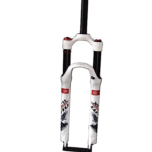 Tenedores de bicicleta de montaña : 26 / 27.5 / 29 pulgadas aleación de magnesio bicicleta de montaña ajuste de rebote, horquilla delantera de 120 mm, eje de 9 mm, freno de disco, blanco, 29 pulgadas