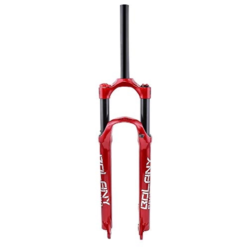 Tenedores de bicicleta de montaña : Bolany Aleación De Magnesio MTB Bicicleta Horquilla Supension Air 26 27.5 29er Pulgadas Montaña 100mm Horquilla para Accesorios De Bicicleta 1 Rojo 29 Derecho